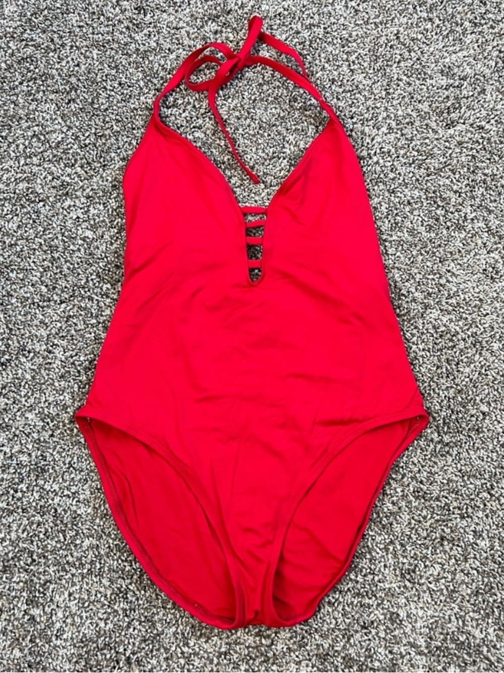 {La Blanca} Red Halter One Piece Swimsuit